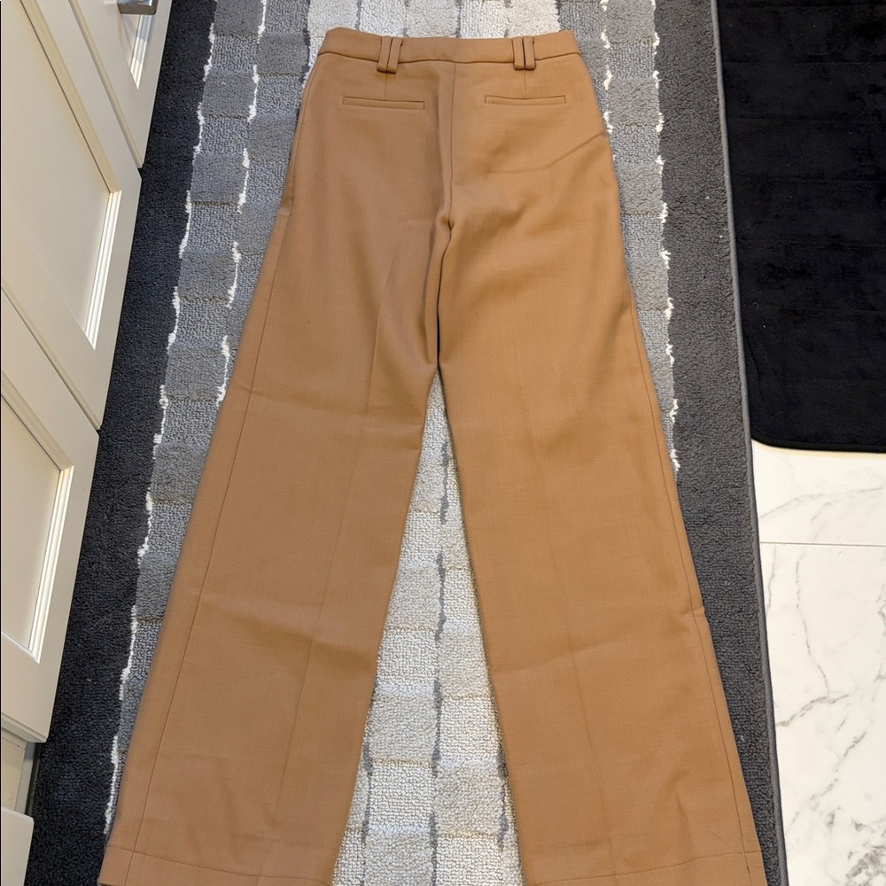 Sezane High-Rise Wide-Leg Pants in Camel - Picture 4 of 8